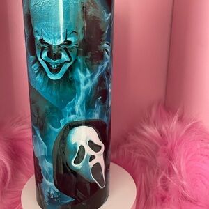 Horror Themed Tumbler with Blue and Black Design